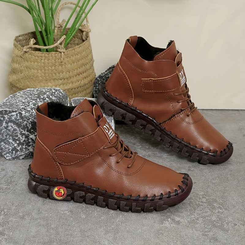 Women's Ankle Booties Slip-On Round Toe Flat Heel All-Season Boots