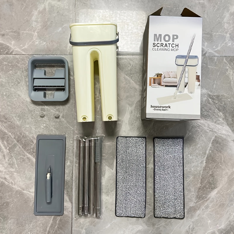 Ushbu tekis mopu qo'llaringizni ishlatmasdan oson siqish uchun maxsus ishlab chiqilgan. U chelak tizimi va nam va quruq tozalash uchun ikkita yuviladigan mikro tolali mop bilan birga keladi, bu esa uni uyda turli joylarni tozalash uchun mukammal qiladi.