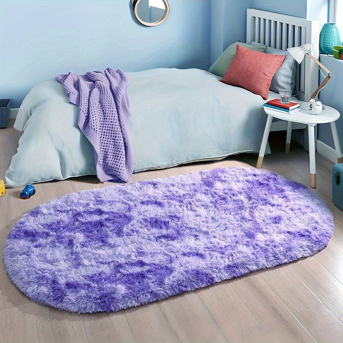 Soft Fluffy Oval Shaggy Area Rug for Bedroom Living Room with Thick Sponge