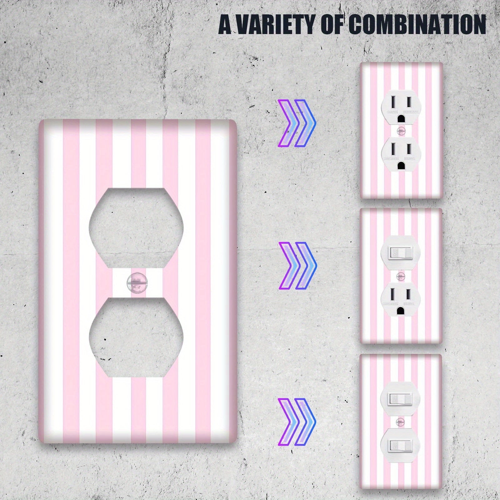 Pink Striped Light Switch Cover Easy to Install No Batteries Required