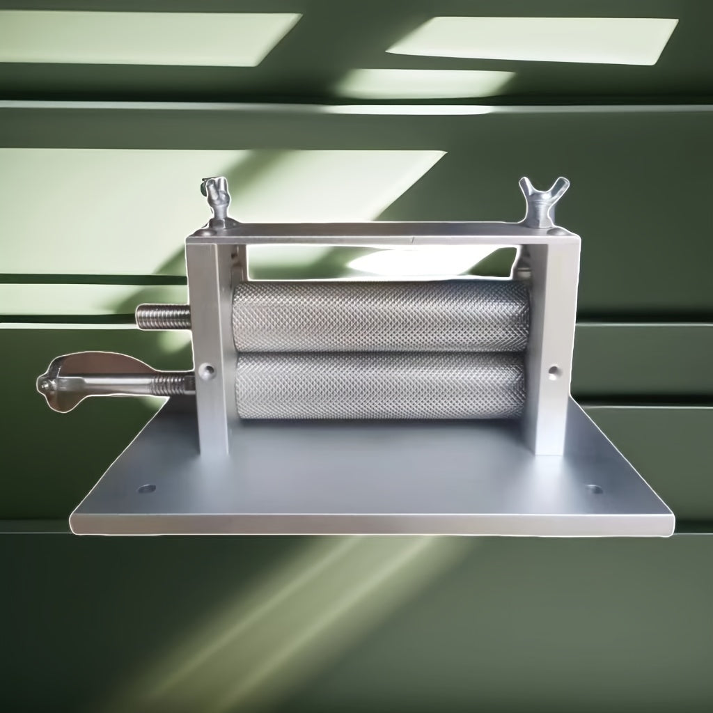 Hand-Cranked Squid Press Stainless Steel Texture for Seafood Preparation