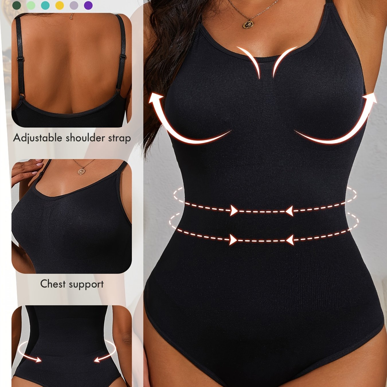 Body moldeador femenino con soporte alto, control de abdomen, levantamiento de glúteos, punto acanalado, nylon ligero con elastano