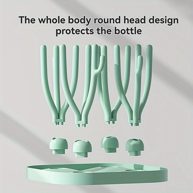 Green Portable Drying Rack with Removable Stand and Bottle Holder