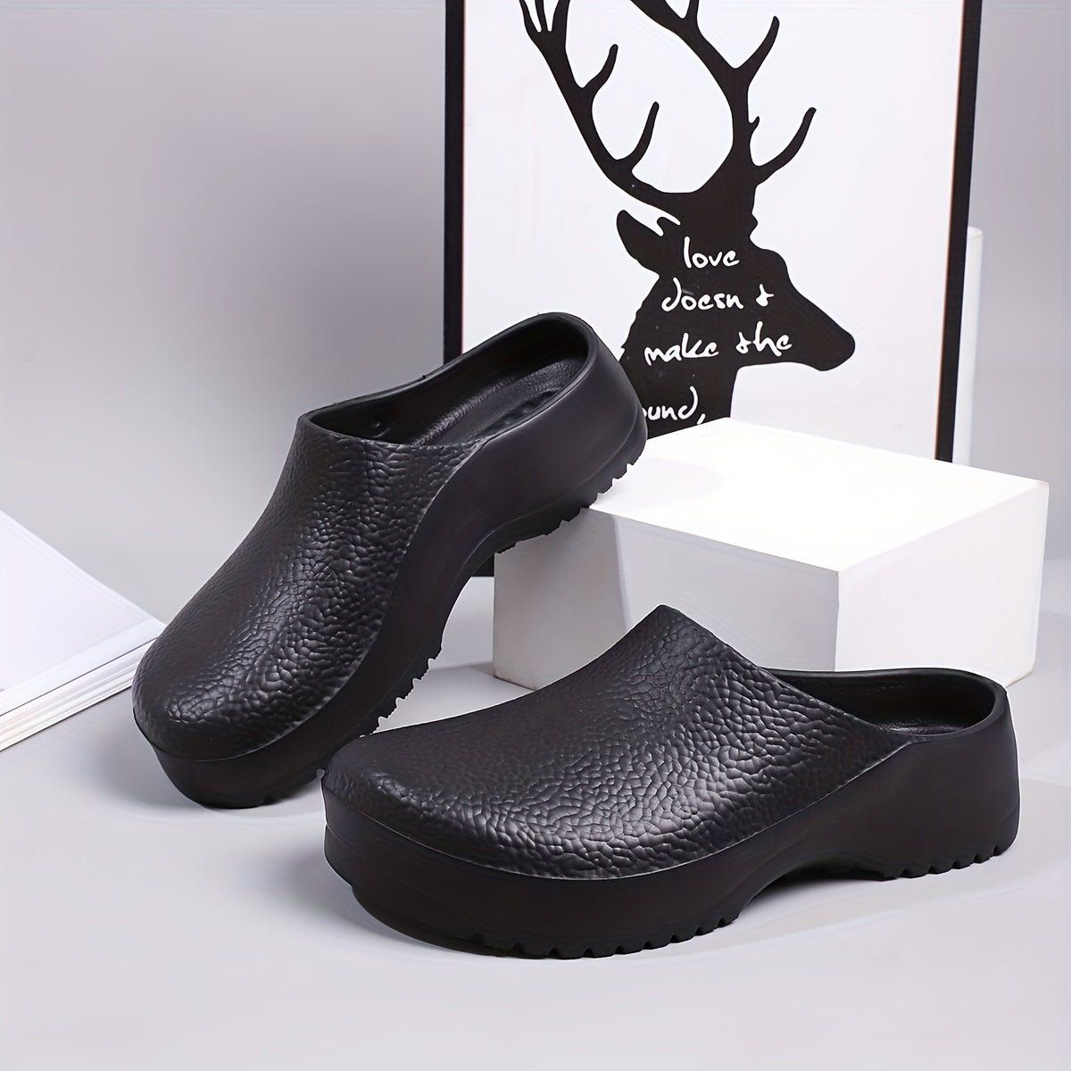 Women's Waterproof Non Slip Kitchen Work Mules Casual Slip-On Shoes