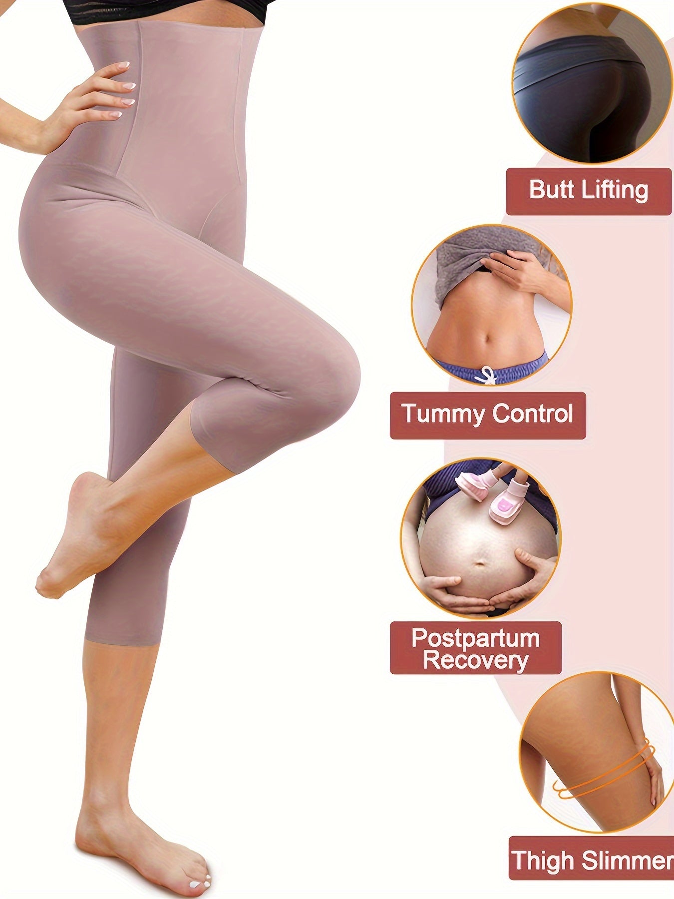 Women's Seamless High Waist Shapewear Shorts Tummy Control Butt Lifter Black Nylon Spandex