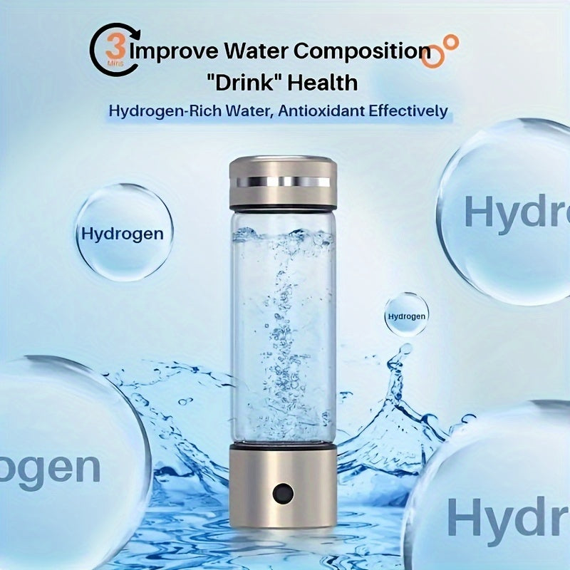 Portable Hydrogen Water Bottle 330ml USB Rechargeable for Sports Fitness