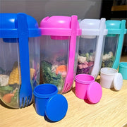 1000 мл салатный контейнер из пластика без BPA, овальной формы, с держателем для заправки и вилкой для овощей и фруктов на ходу