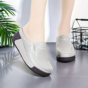 Women's Breathable Slip-On Mules with Cushioned Sole in Grey and Brown