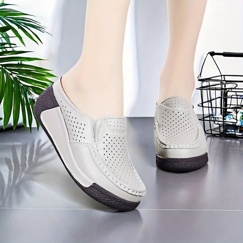 Women's Breathable Slip-On Mules with Cushioned Sole in Grey and Brown