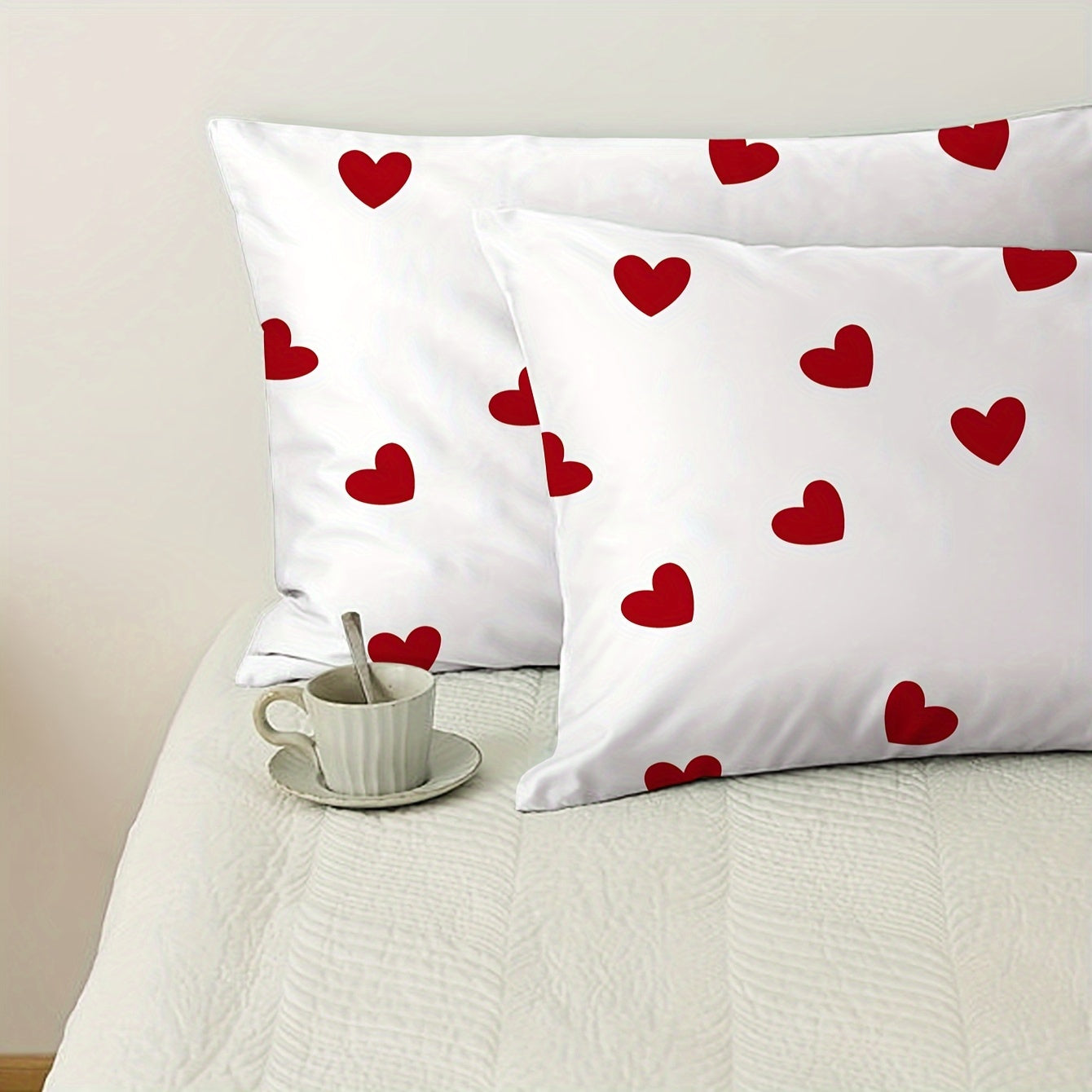 Breathable Love Pattern Pillowcases Set of 2 for Bedroom Sofa Decorative Fabric