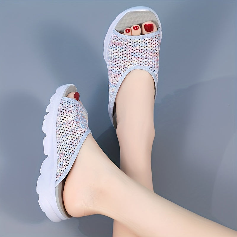 Women's Slip-On Sandals Fabric Open Toe Casual Summer EVA Non-Slip Beach Shoes