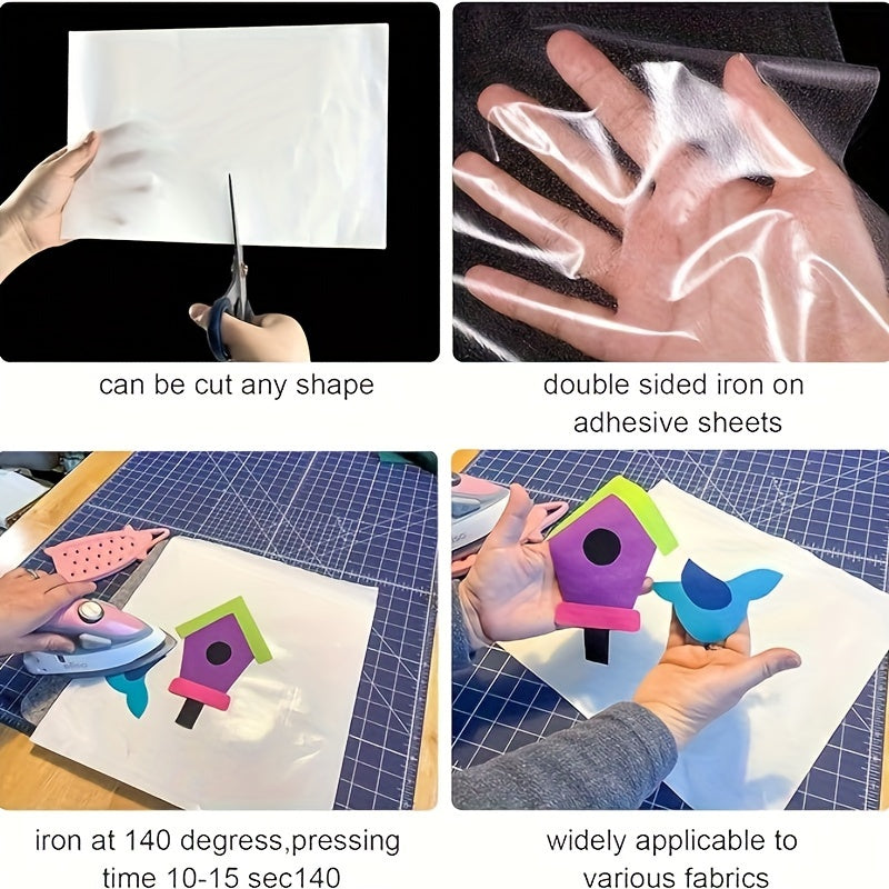 20 Pieces Iron-On Adhesive Sheets A4 Size Fabric Glue for Sewing and Heat Bonding