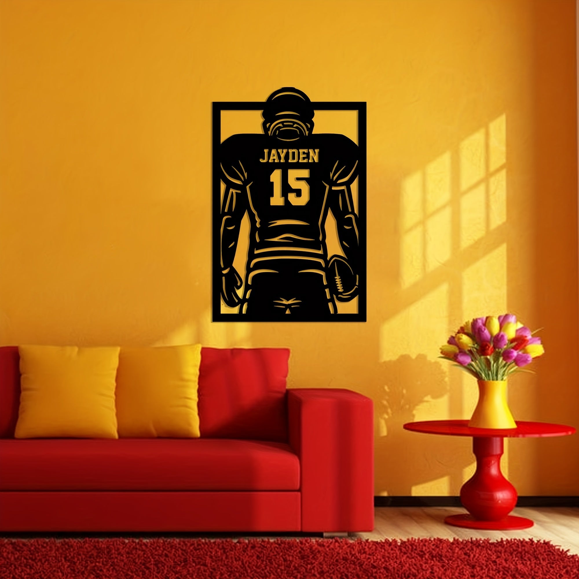 Personalized Football Metal Wall Art Durable Indoor Outdoor Decor Gift for Football Fans
