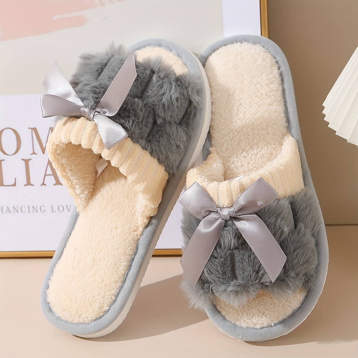 Women's Plush Animal Slippers Warm Non-Slip Indoor Bedroom Shoes