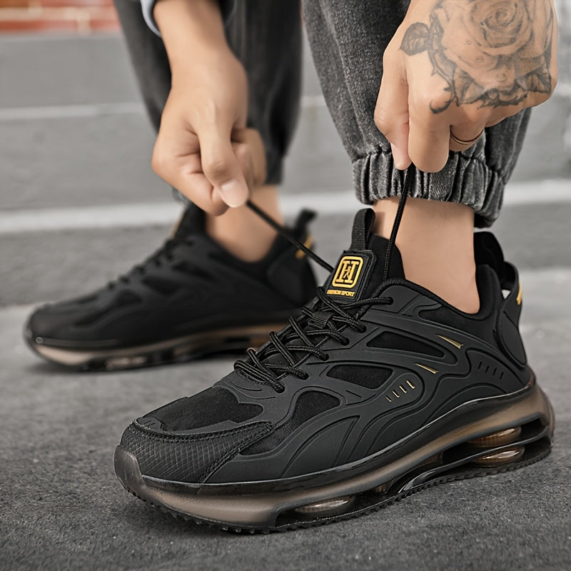 Men's Casual Sports Shoes Breathable Non-Slip Elastic Sole Lace-Up All-Season Sizes 39-47