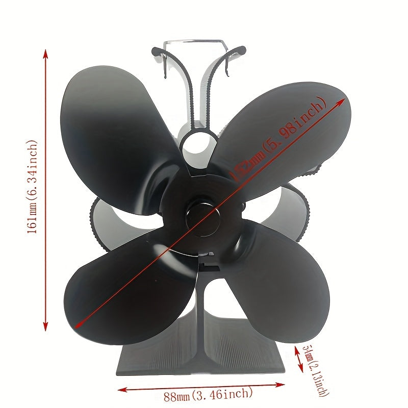 2023 Thermal Power Fireplace Fan 4-Blade Self-Starting High-Temperature Resistant