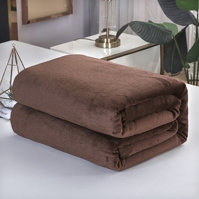 Ultra-Soft Flannel Blanket Solid Color Cozy Plush Bedding Cover for Couch Bed