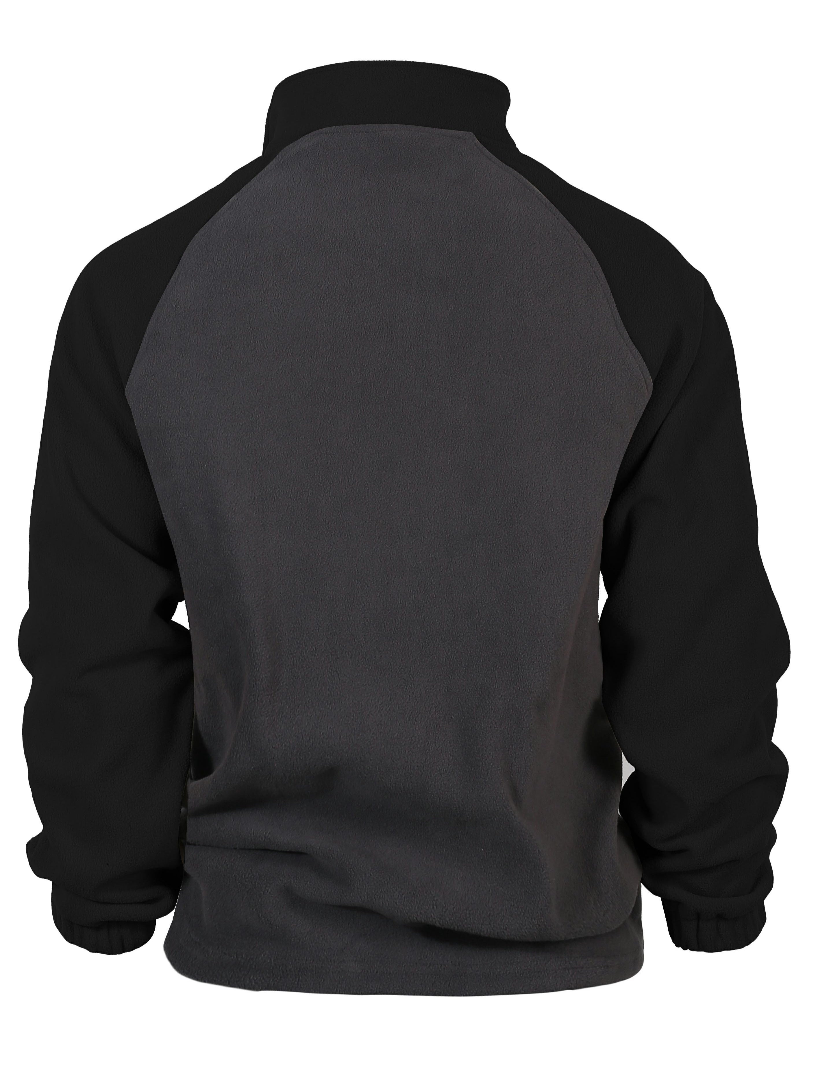 Camisa Henley con cremallera para hombre de otoño e invierno con cuello alto y felpa doble