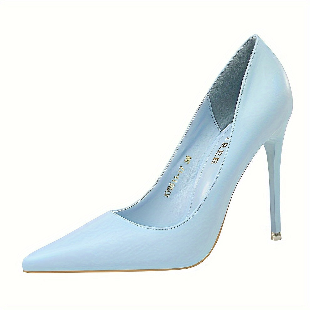 Women's Solid Color Pointed Toe Stiletto Heels with Slip-On Design for Parties