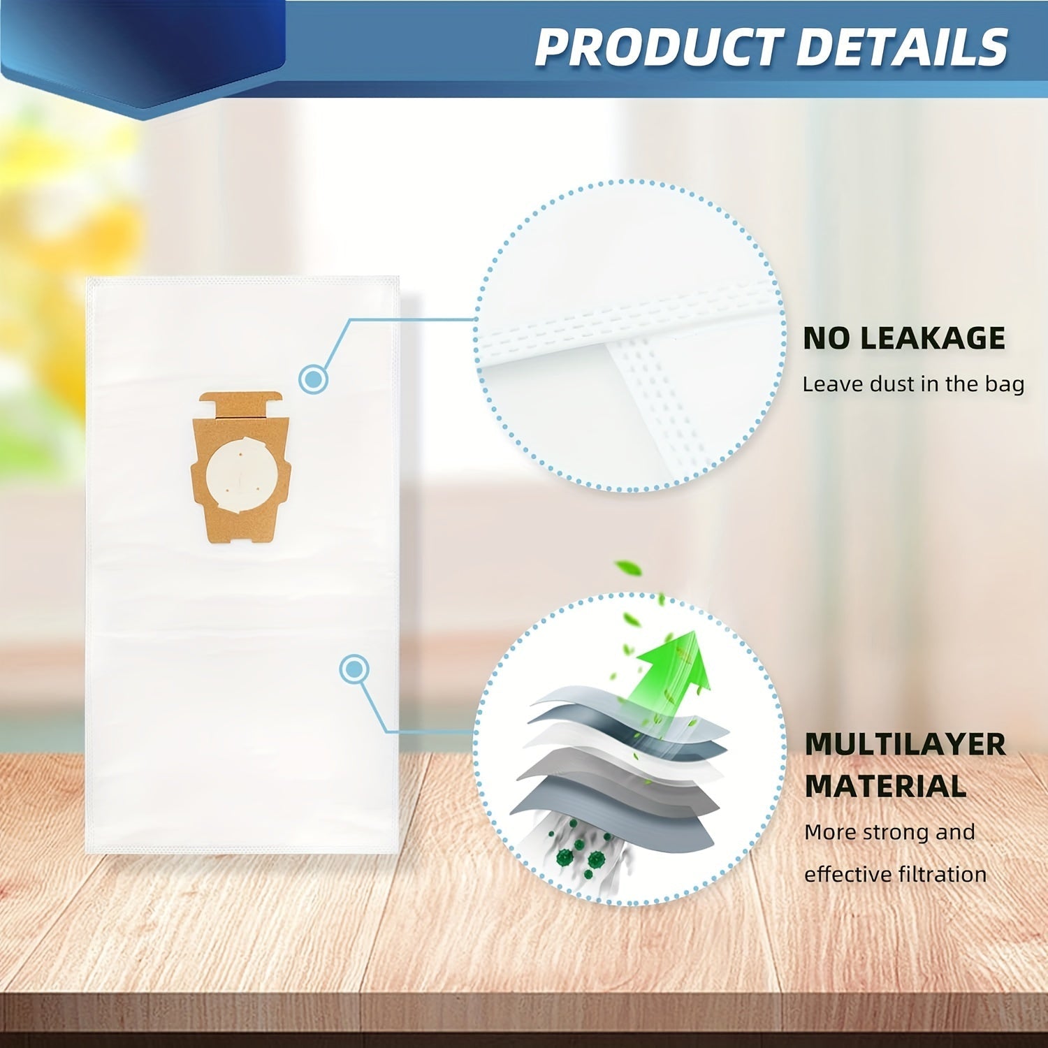 Kirby changyutgichlari uchun 12 ta changyutgich sumkasi to'plami, oq mato, Micron Magic bilan mos keladi