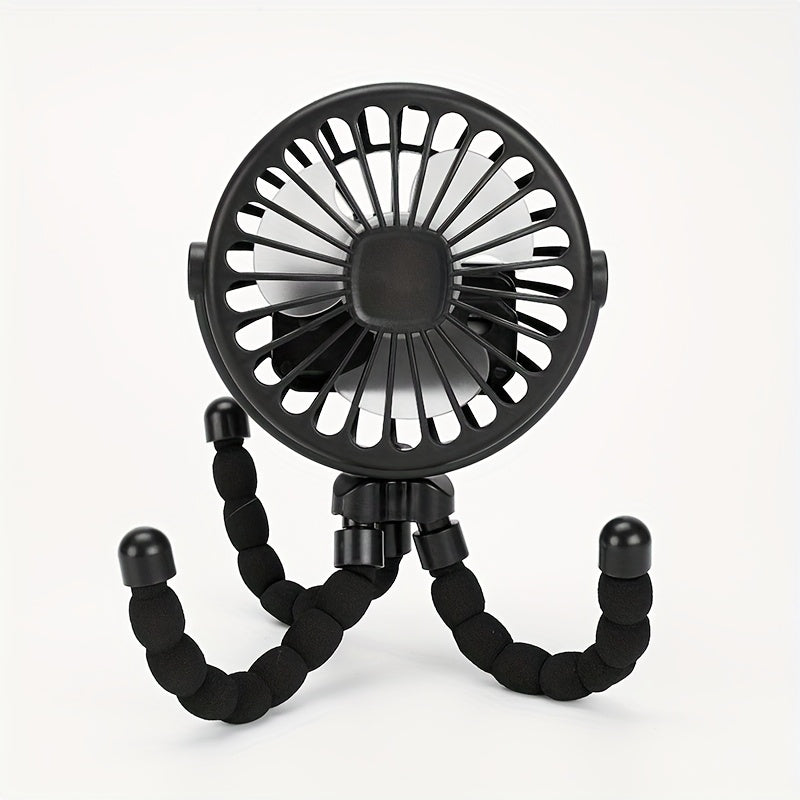 Portable Octopus Flexible Tripod Fan USB Rechargeable Handheld Travel Outdoor Lightweight Plastic