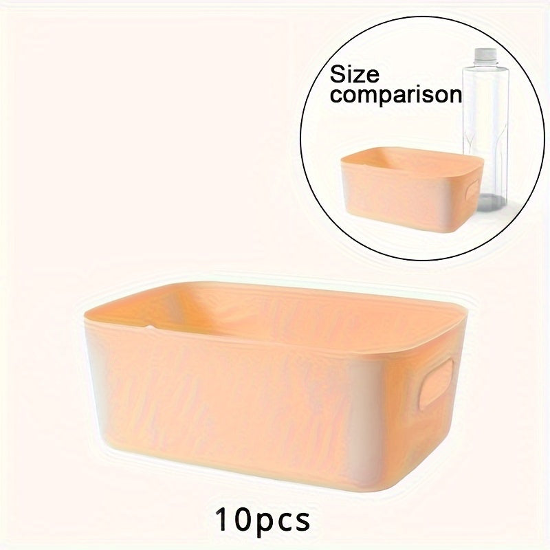Set of 10 White Plastic Storage Bins for Household Cosmetics Snacks Food Organization