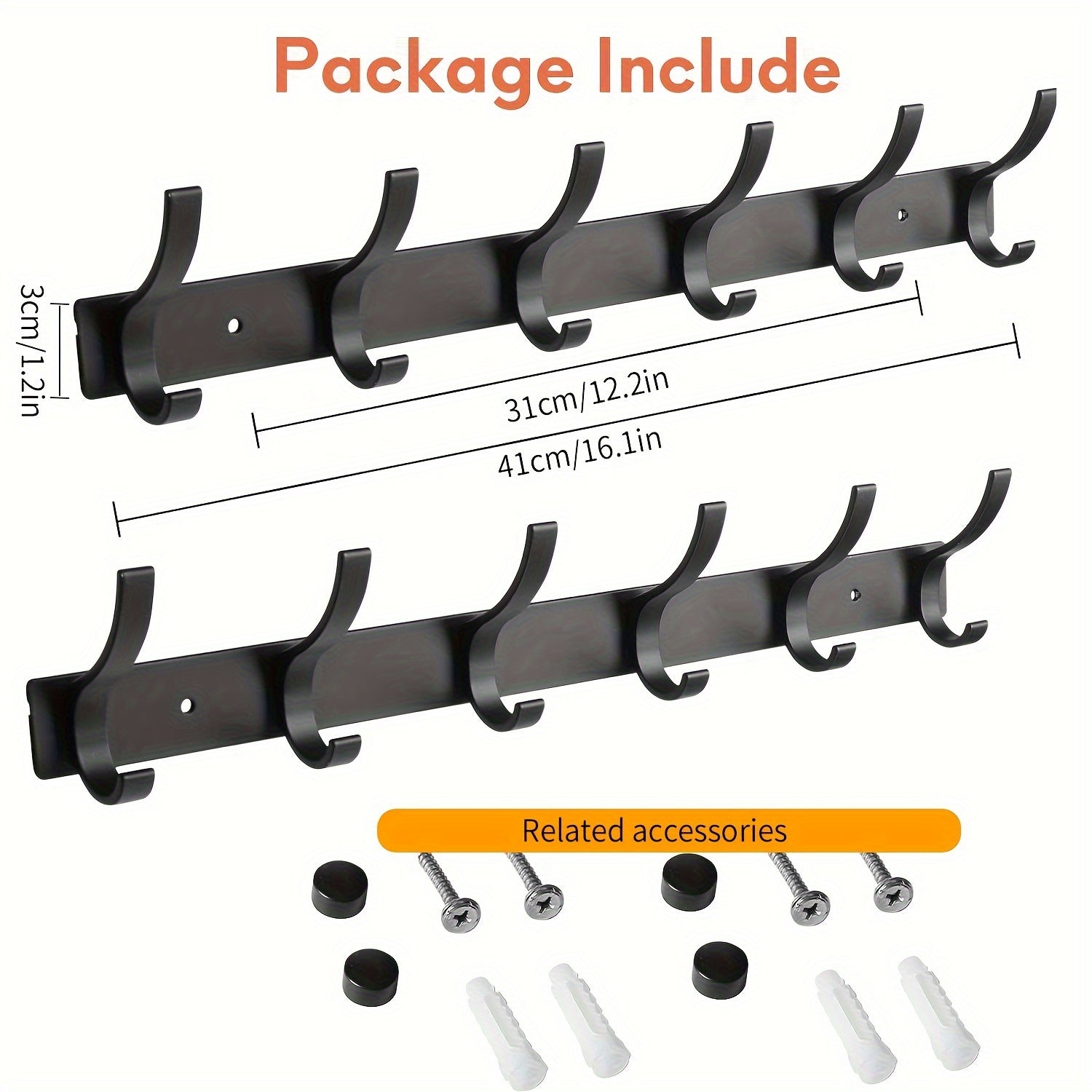 Aluminum Wall Hooks 2 Pack Rust-Resistant Coat and Hat Hangers