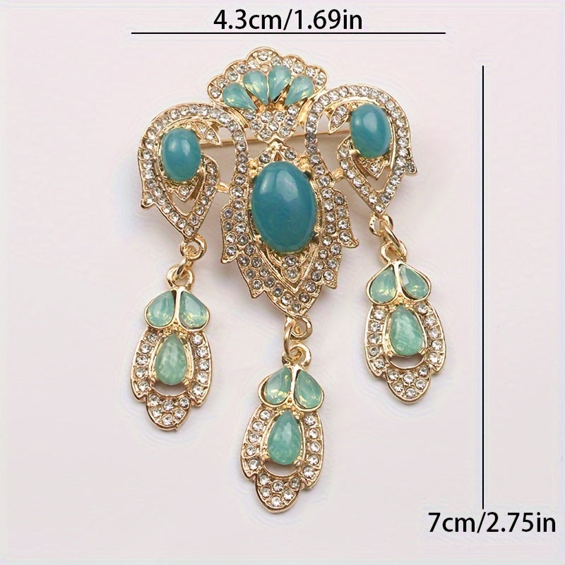 Retro Style Brooch Water Opal Elegant Pin for Women's Attire