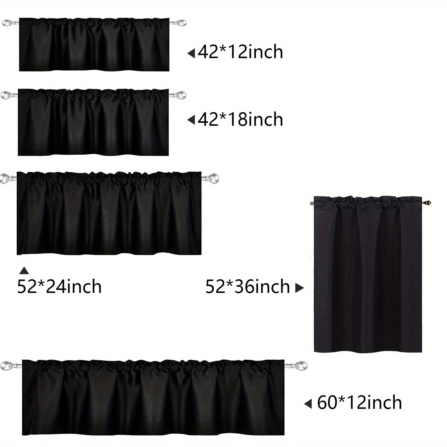 Blackout Curtain Panels for Bedroom and Living Room Black Short Rod Pocket Window Drapes
