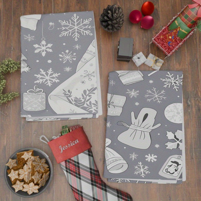 2 Pieces Christmas Kitchen Towels 18x26 Inch Snowflake Tea Towels Holiday Decor