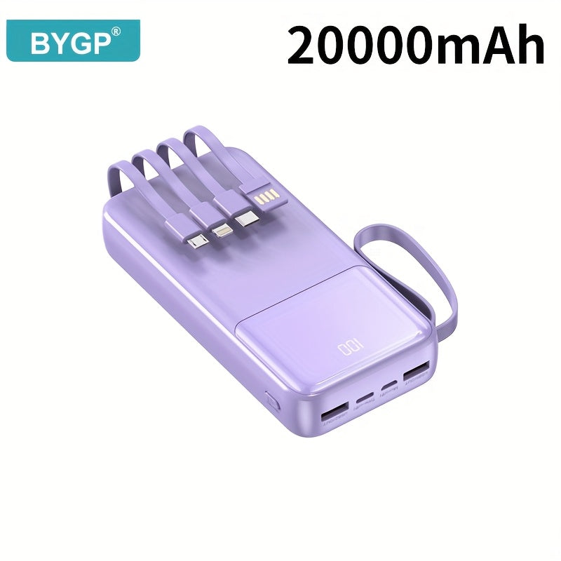 20000mAh Portable Power Bank with Fast PD20W Charging and Built-in Cables