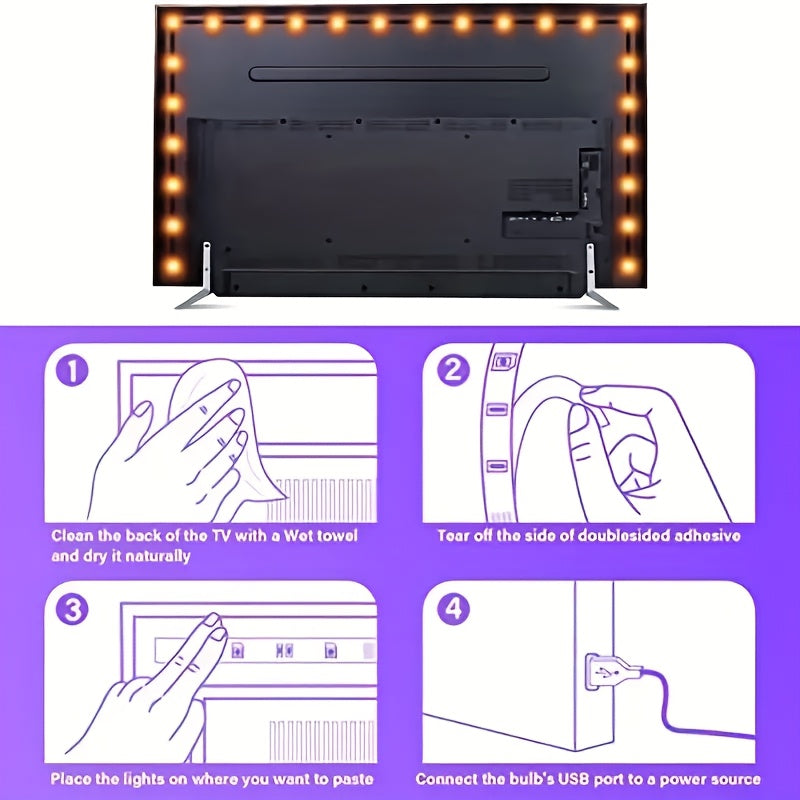 Dimmable LED Backlight Strip for Smart TVs 55.88-165.1 cm 8 Colors Dynamic Mode