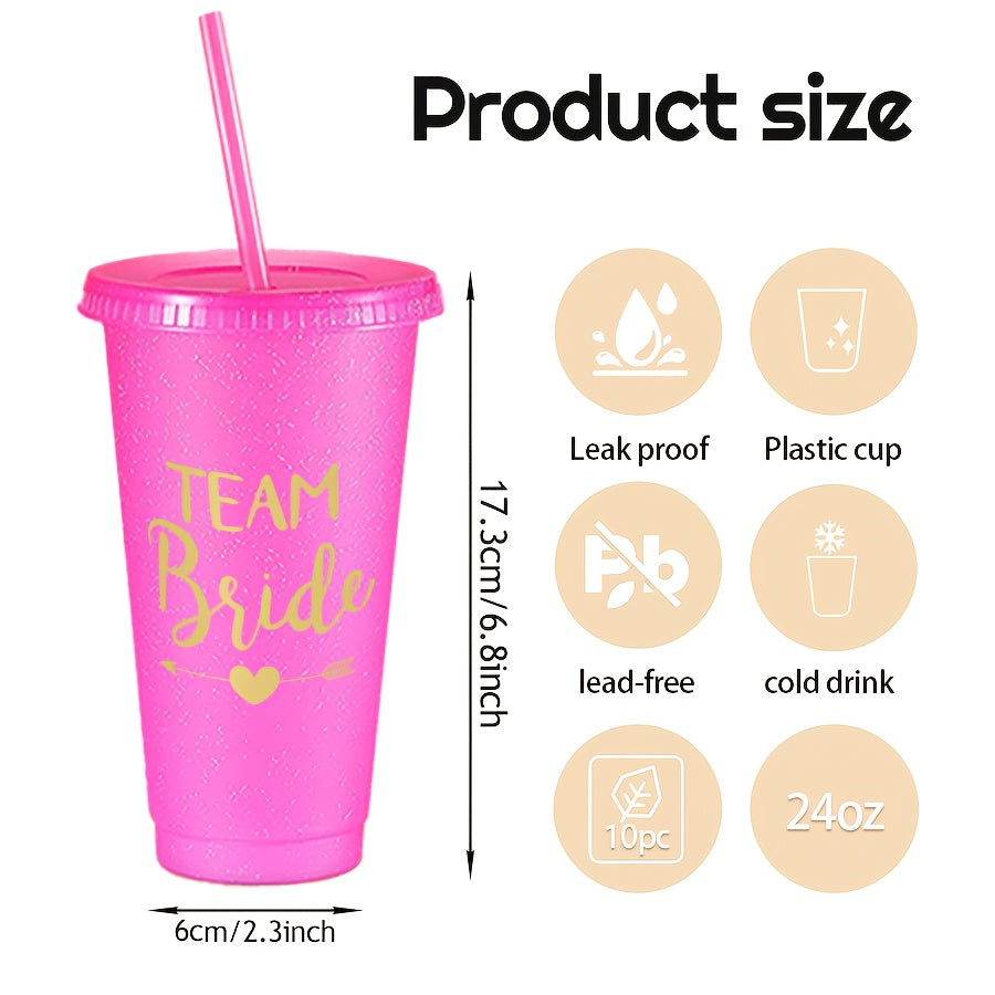 10oz Bachelorette Party Tumblers with Lids and Straws for Bridesmaids and Bridal Gifts