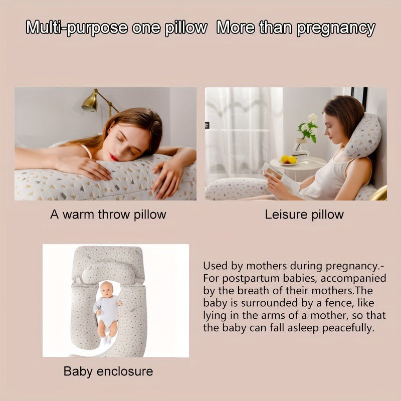 Dark Grey Maternity Pillow with Ultra-Soft Velvet Cover and U-Shaped Full Body Support