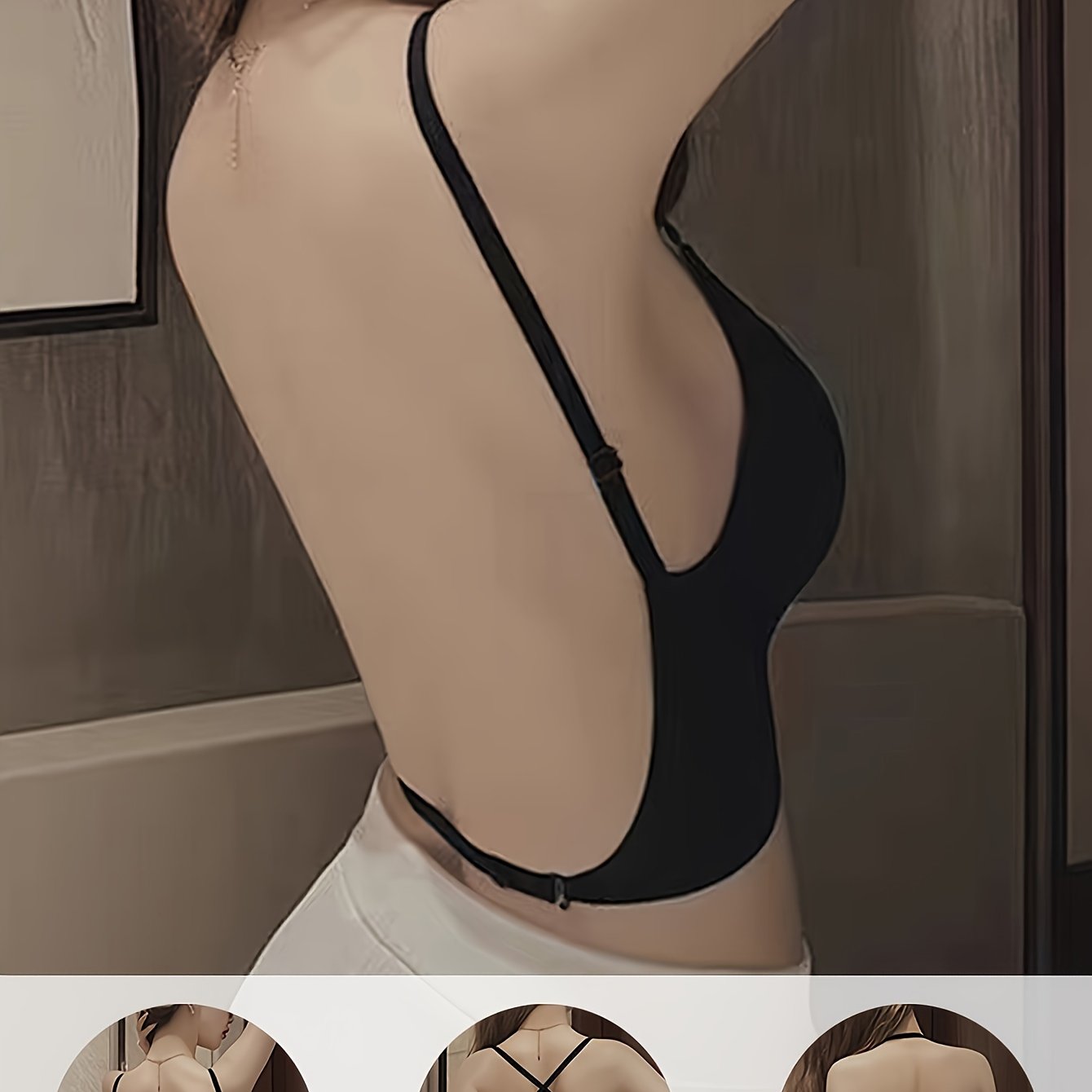 Women’s Nylon Bralette Wireless Removable Backless Push-Up Seamless Breathable High Support