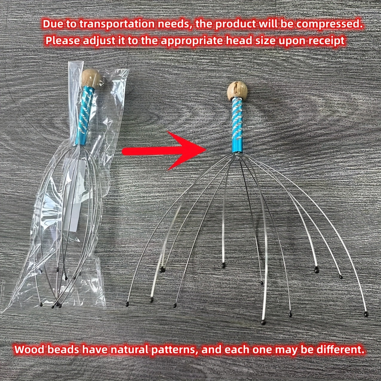 Metal Head Massager Octopus Design Deep Tissue Scalp Massage Tool Portable for Home Travel