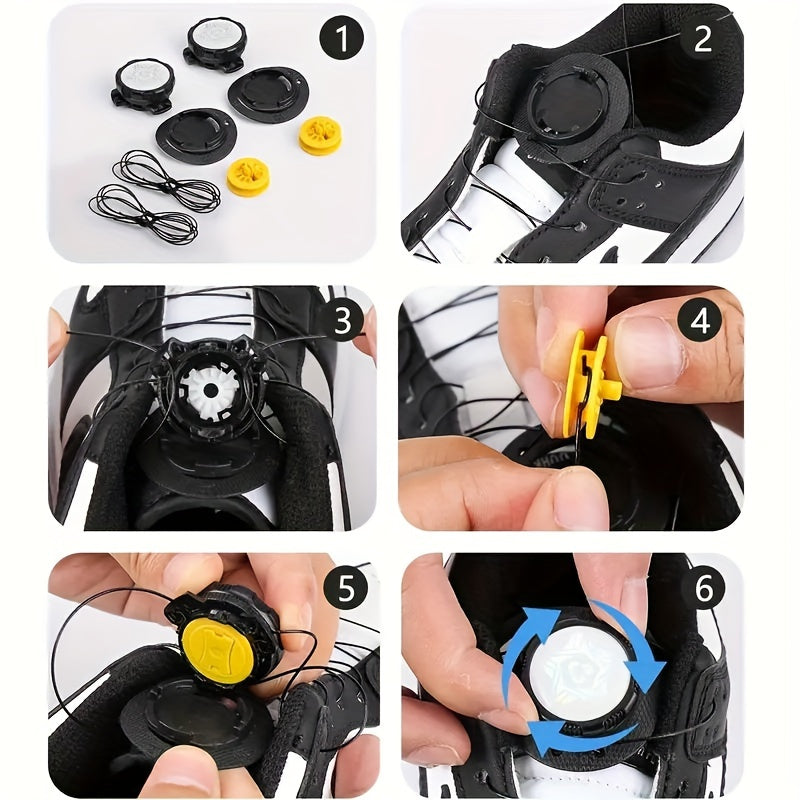 Unisex Self-Locking Shoe Laces Retainer with Automatic Rotating Buckle
