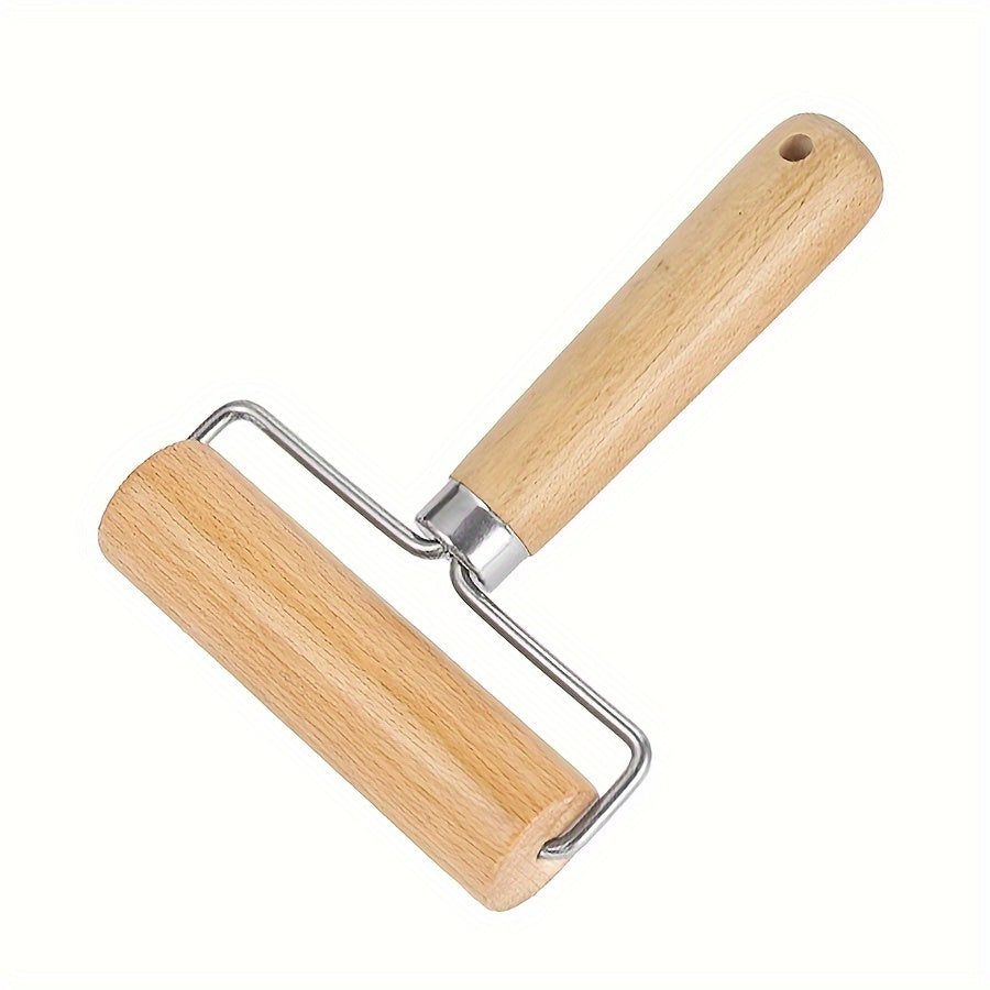 Wooden Rolling Pin with Stainless Steel T-Shaped Dough Roller for Baking and Dumpling Wrappers