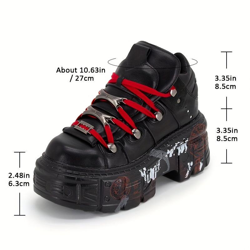 Women's Y2K Punk Platform Ankle Boots Black Synthetic High Heel Shoes