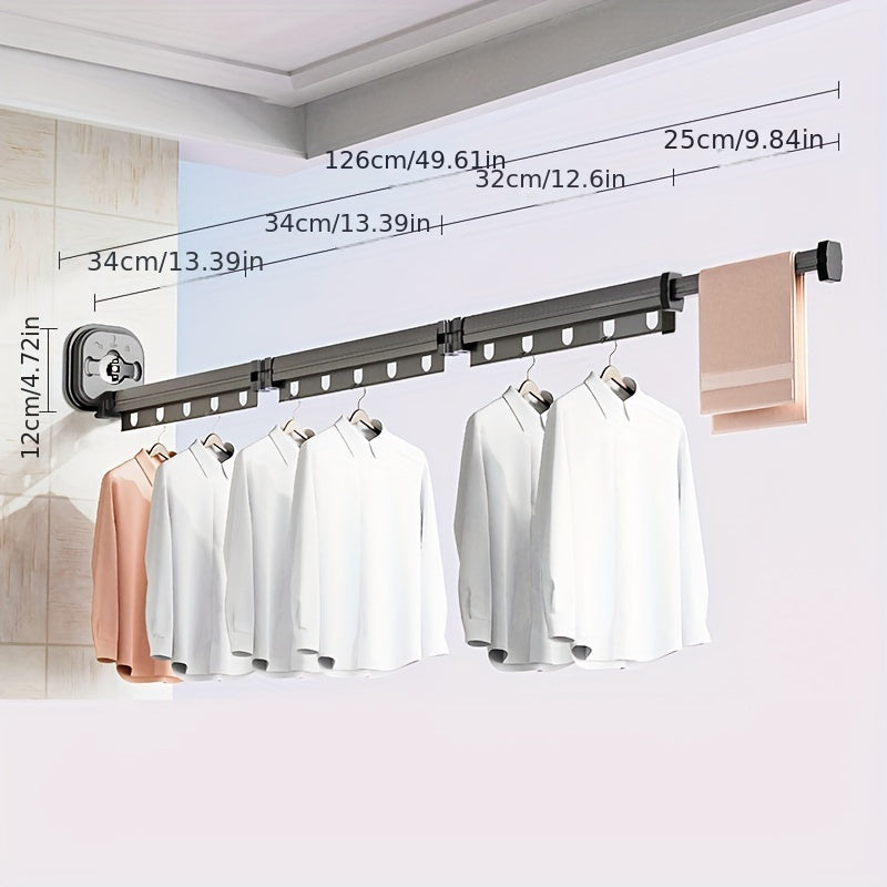 Expandable Metal Clothes Drying Rack with Suction Cups Foldable Wall-Mounted Laundry Hanger