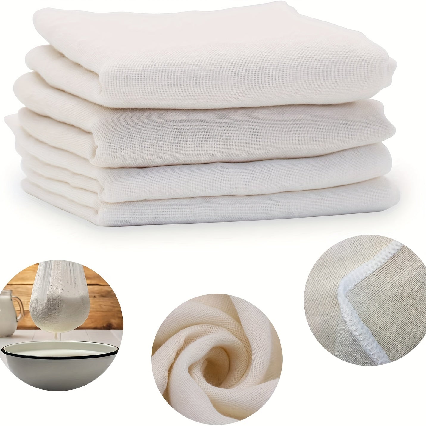 3-Pack Reusable Cotton Gauze Cloths for Straining Cheese Yogurt Nut Milk