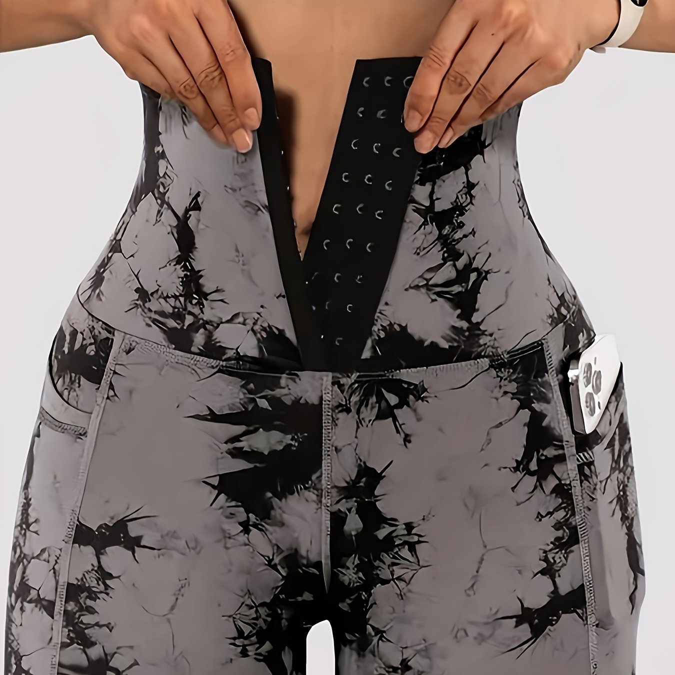 Women's High-Waisted Tummy Control Leggings with Zipper Pockets All-Season Stretchy Polyester for Yoga and Workout