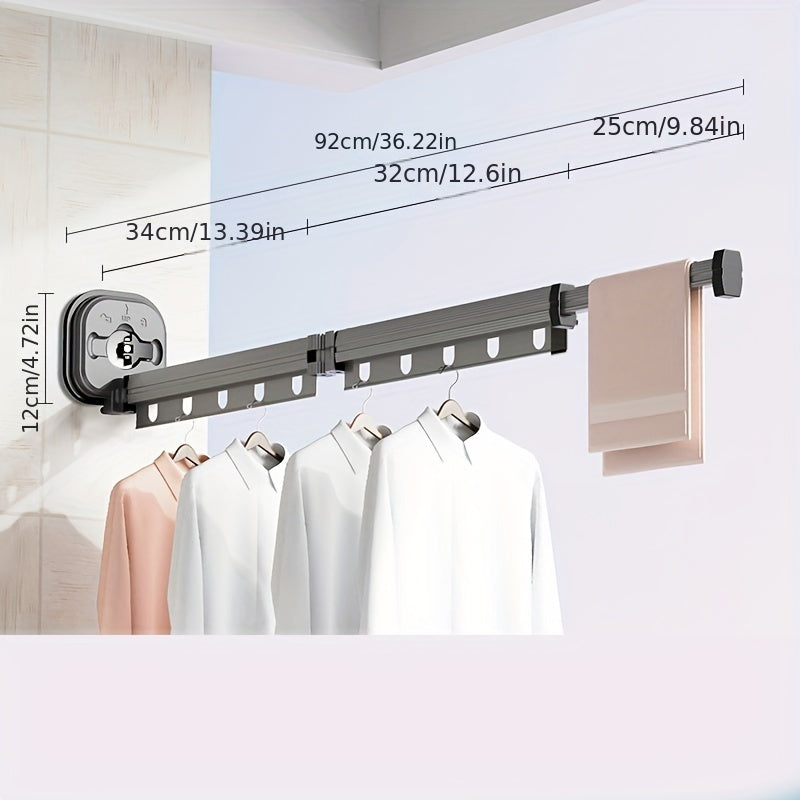 Expandable Metal Clothes Drying Rack with Suction Cups Foldable Wall-Mounted Laundry Hanger