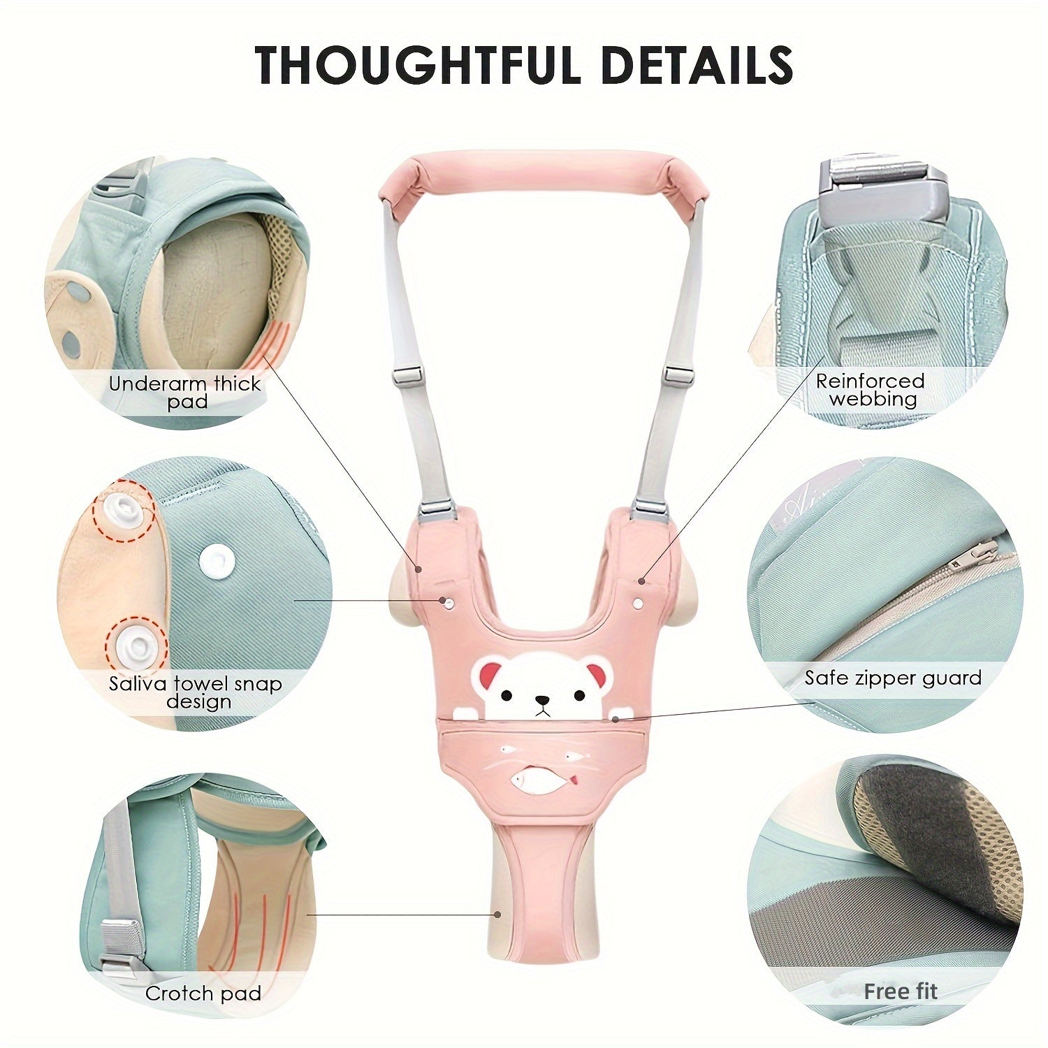 Adjustable Safety Harness Strap Rope with Removable Crotch Protector for Walking Assistance