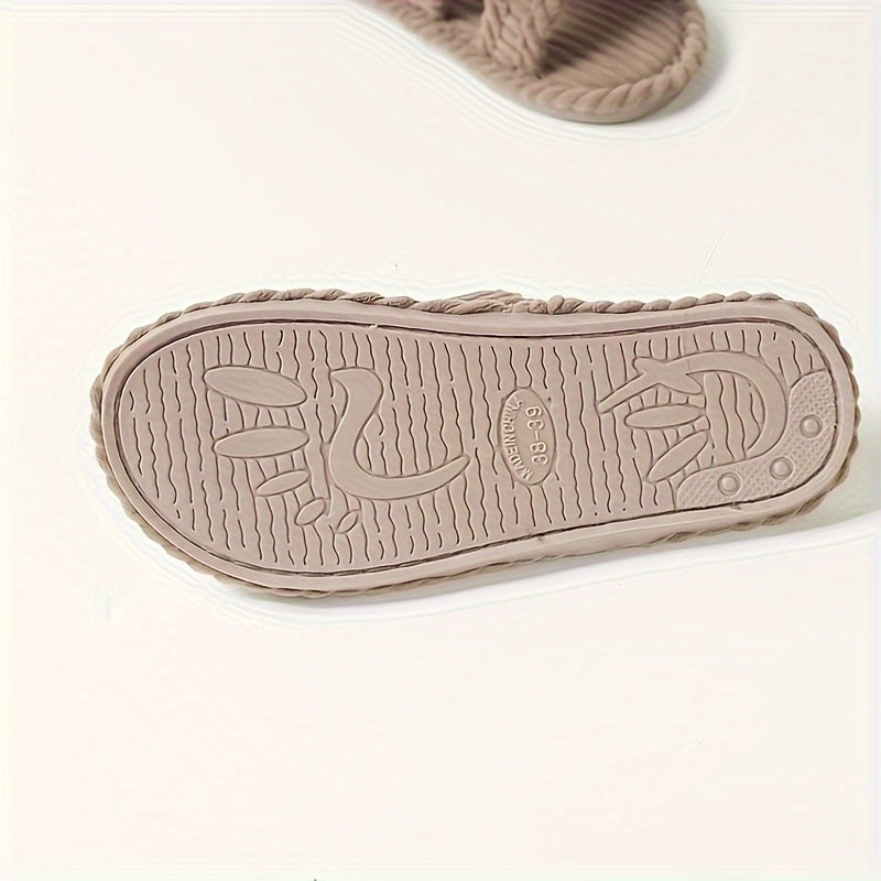 Women's Striped Slippers Soft Fabric Rubber Sole All Seasons