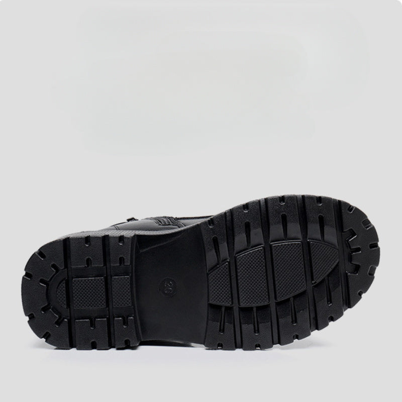 Women's Fleece-Lined Ankle Boots Motorcycle Snow Boots Warm Platform Cold Weather