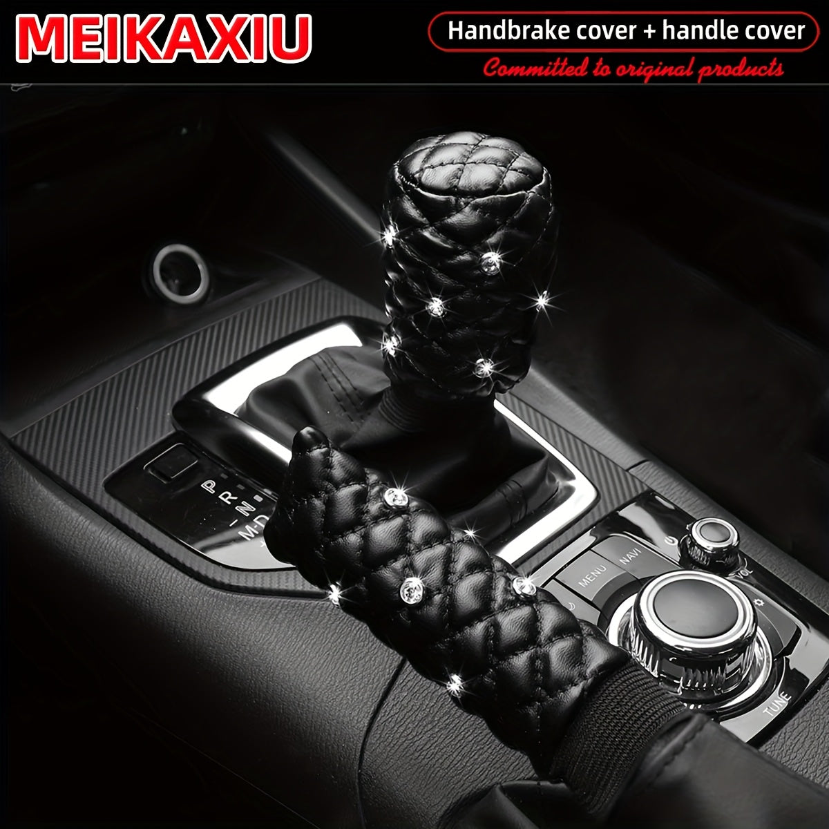 2pcs Artificial Diamond Inlaid Sheep Car Handbrake Gear Cover Interior Accessories