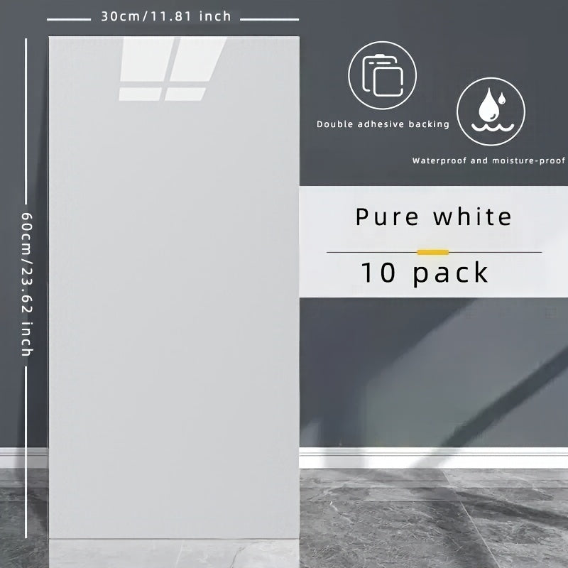 Marble Pattern Wall Stickers Glossy Washable Plastic Rectangular for Kitchen Bathroom