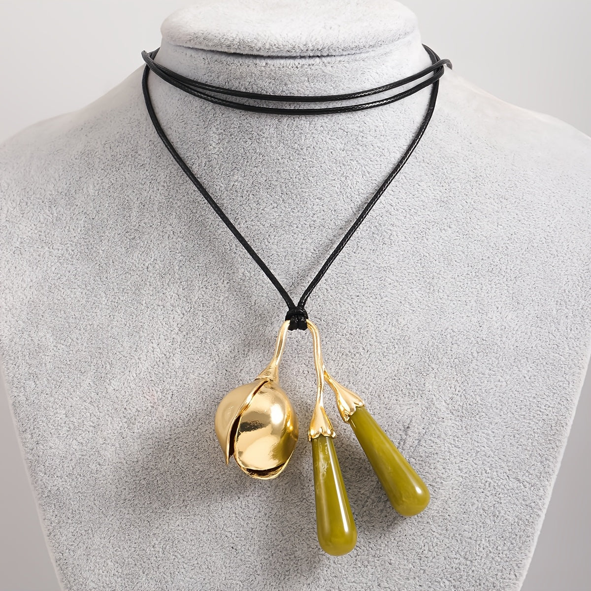 Bohemian Water Drop Oval Flower Heart Pendant Necklace for Women