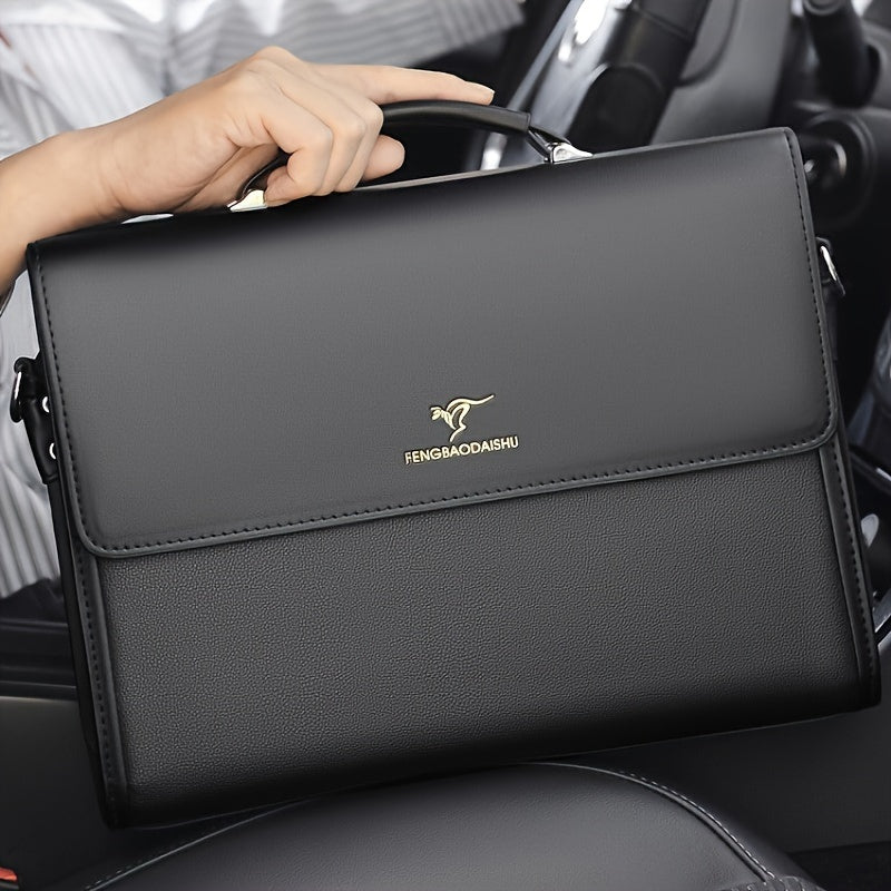 Maletín de negocios para hombre con tachuelas de PU, asa superior y correa de hombro de 1.1M